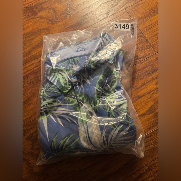 Tommy Bahama Med Button Down Silk Blue Palm Leaf Camp Shirt Men Short Sleeve - Picture 7 of 8